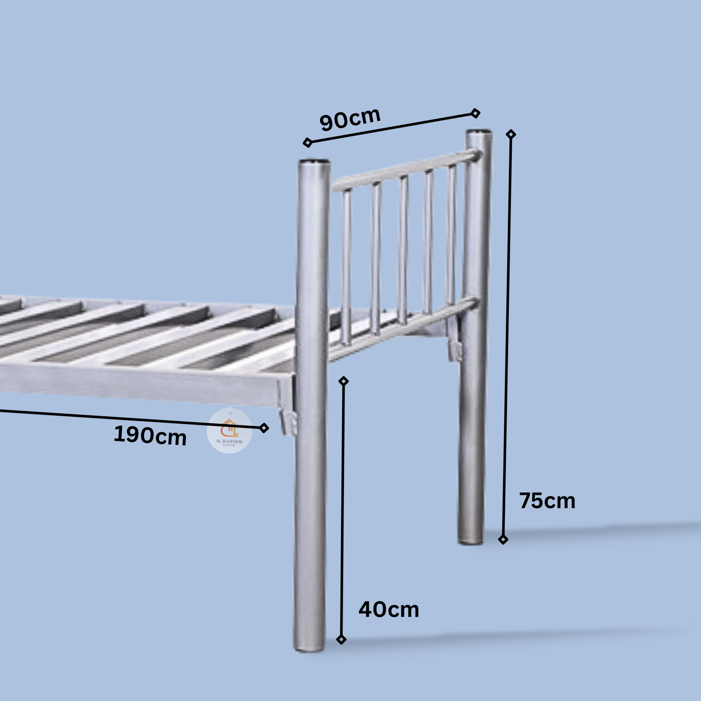 Silver Single Metal Bed -Round Pipe &-Rectangular Tube Design