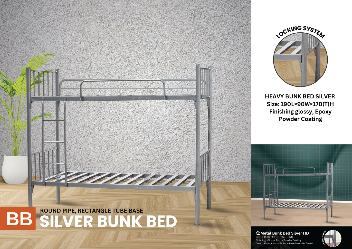 Heavy Duty H12 Silver Metal Bunk Bed Lite | 75 x 190 | 28 kg