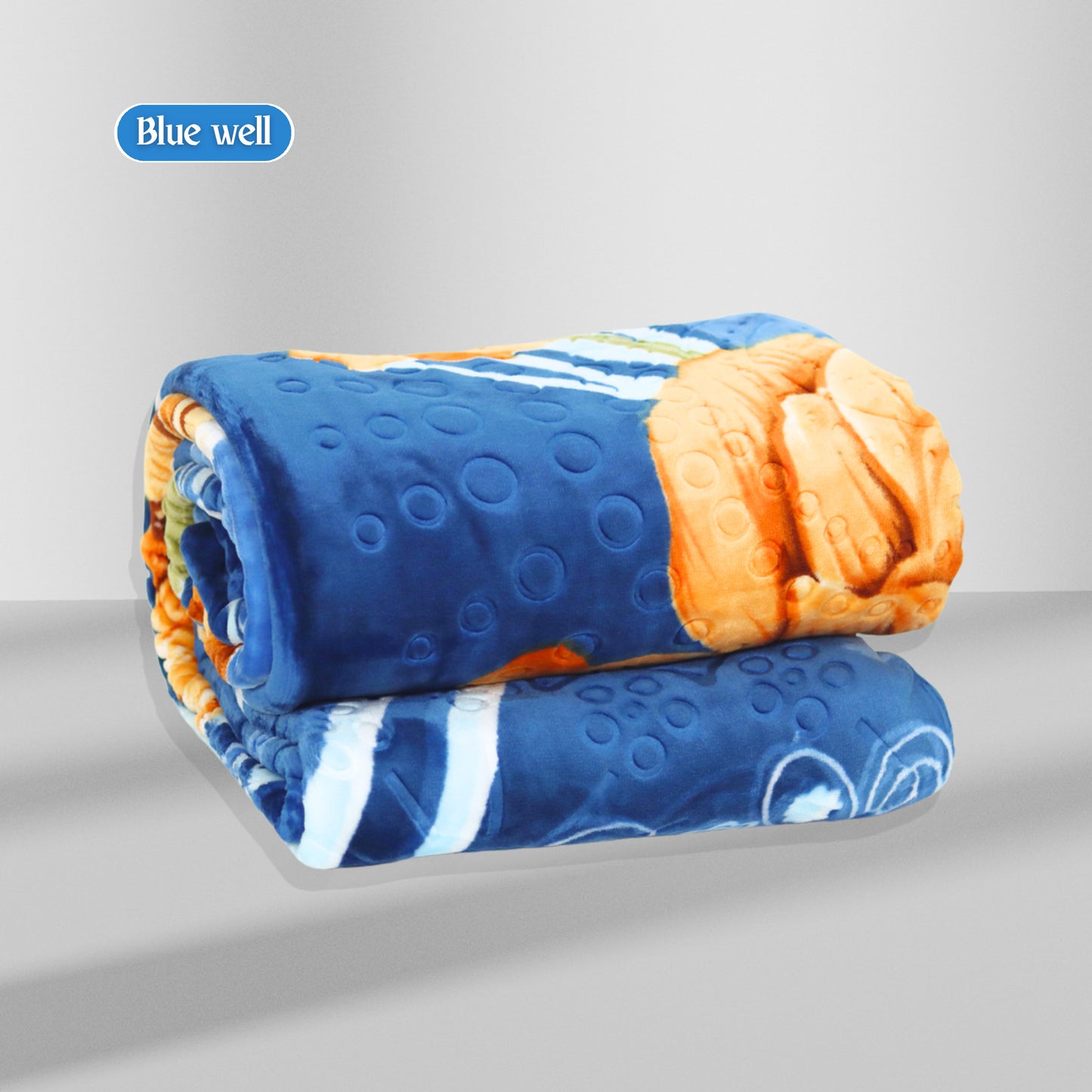 Al Basfoor Blue Well Blanket | 2.5 KG | Navy Blue-Orange | 170x230cm