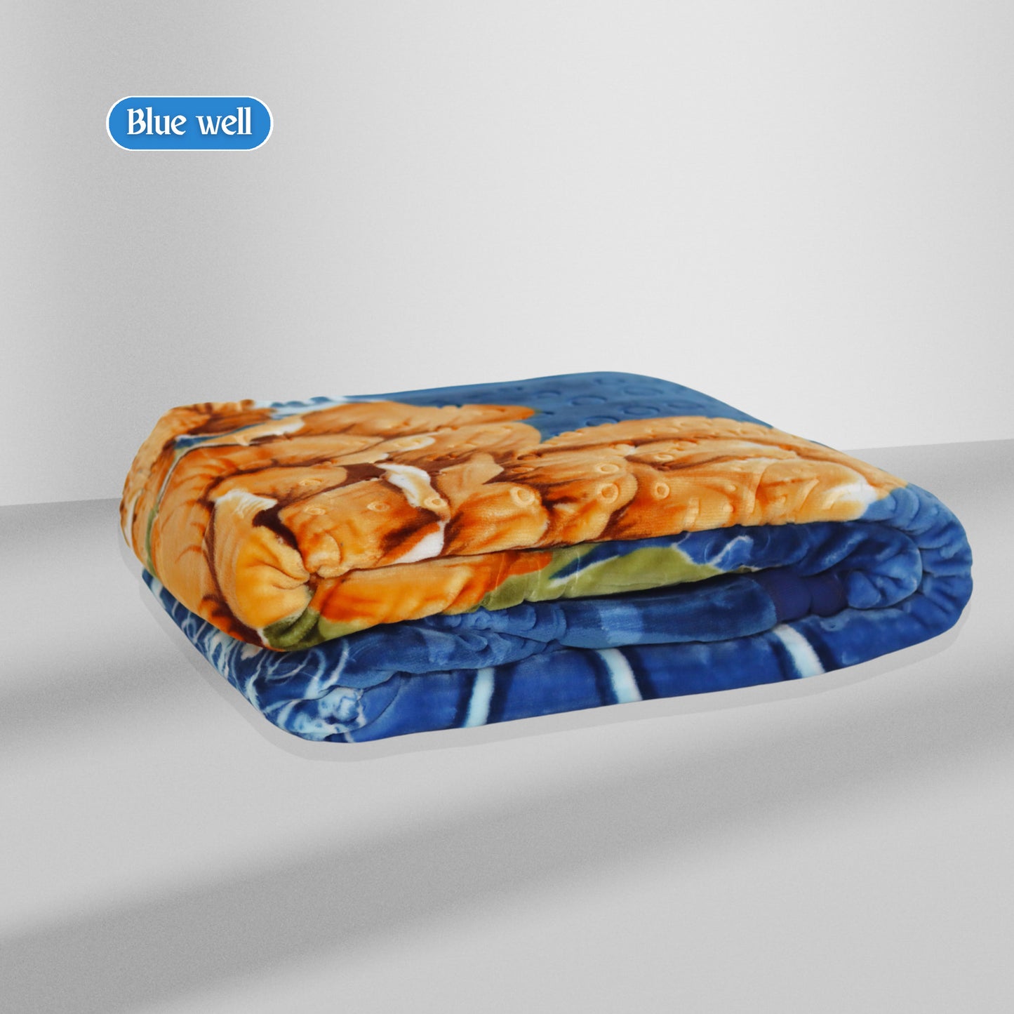 Al Basfoor Blue Well Blanket | 2.5 KG | Navy Blue-Orange | 170x230cm