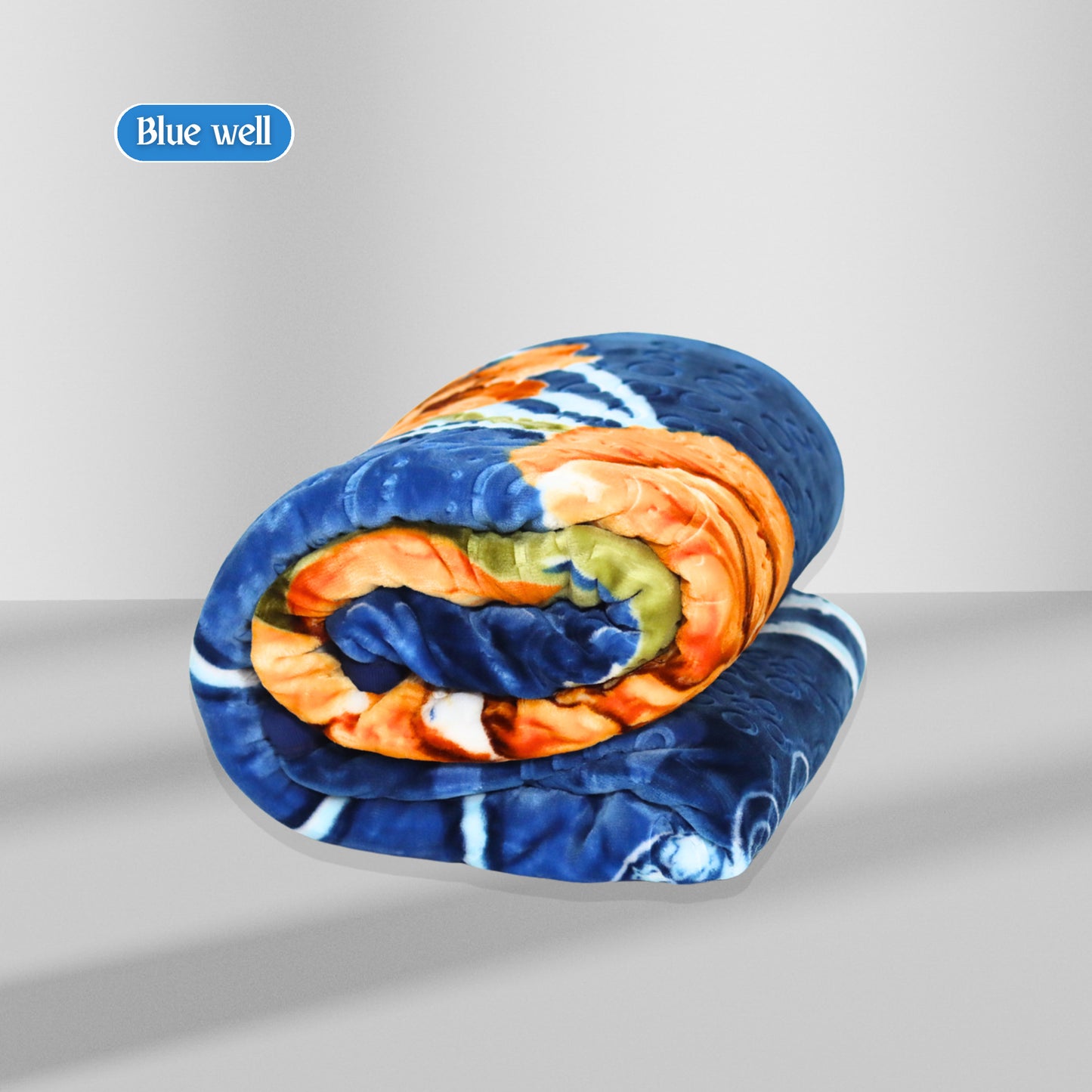 Al Basfoor Blue Well Blanket | 2.5 KG | Navy Blue-Orange | 170x230cm