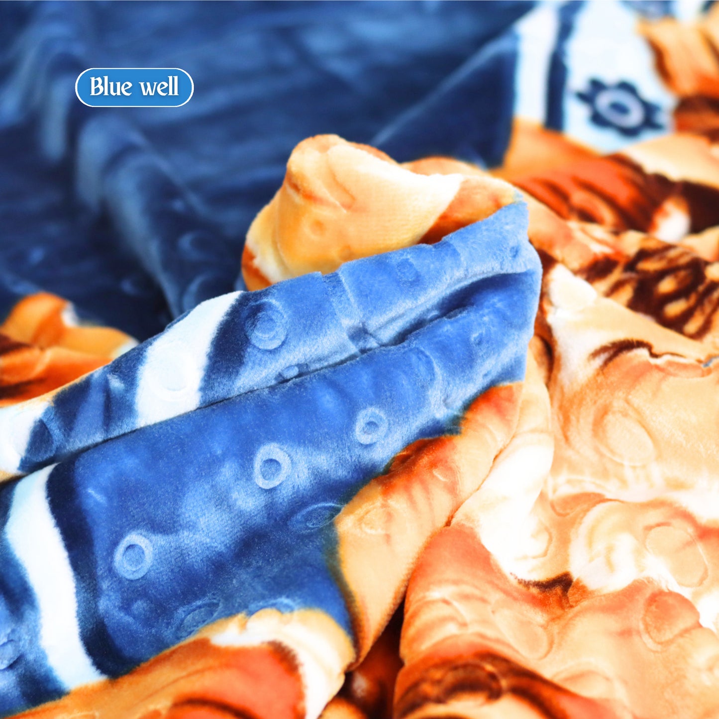 Al Basfoor Blue Well Blanket | 2.5 KG | Navy Blue-Orange | 170x230cm