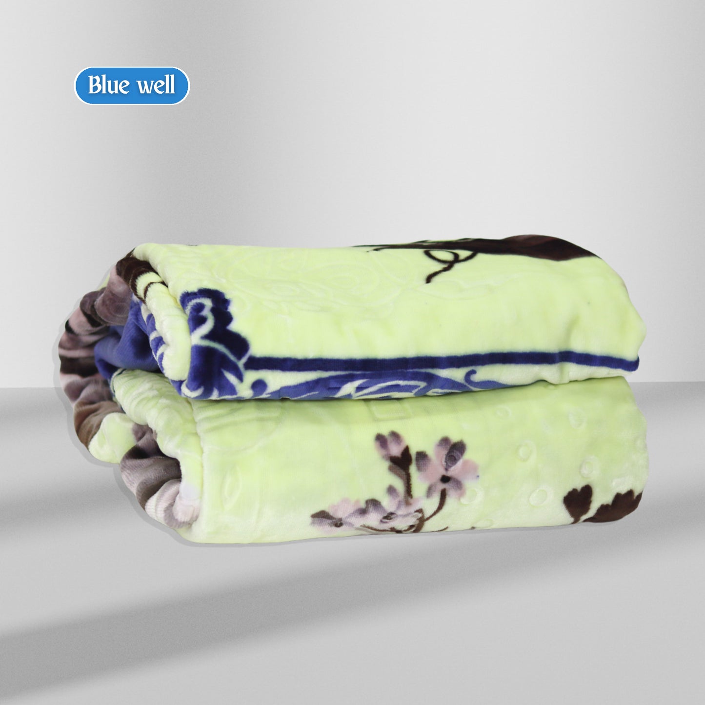 Lightweight Blue Well Blanket Folded – Soft Microfiber Fabric