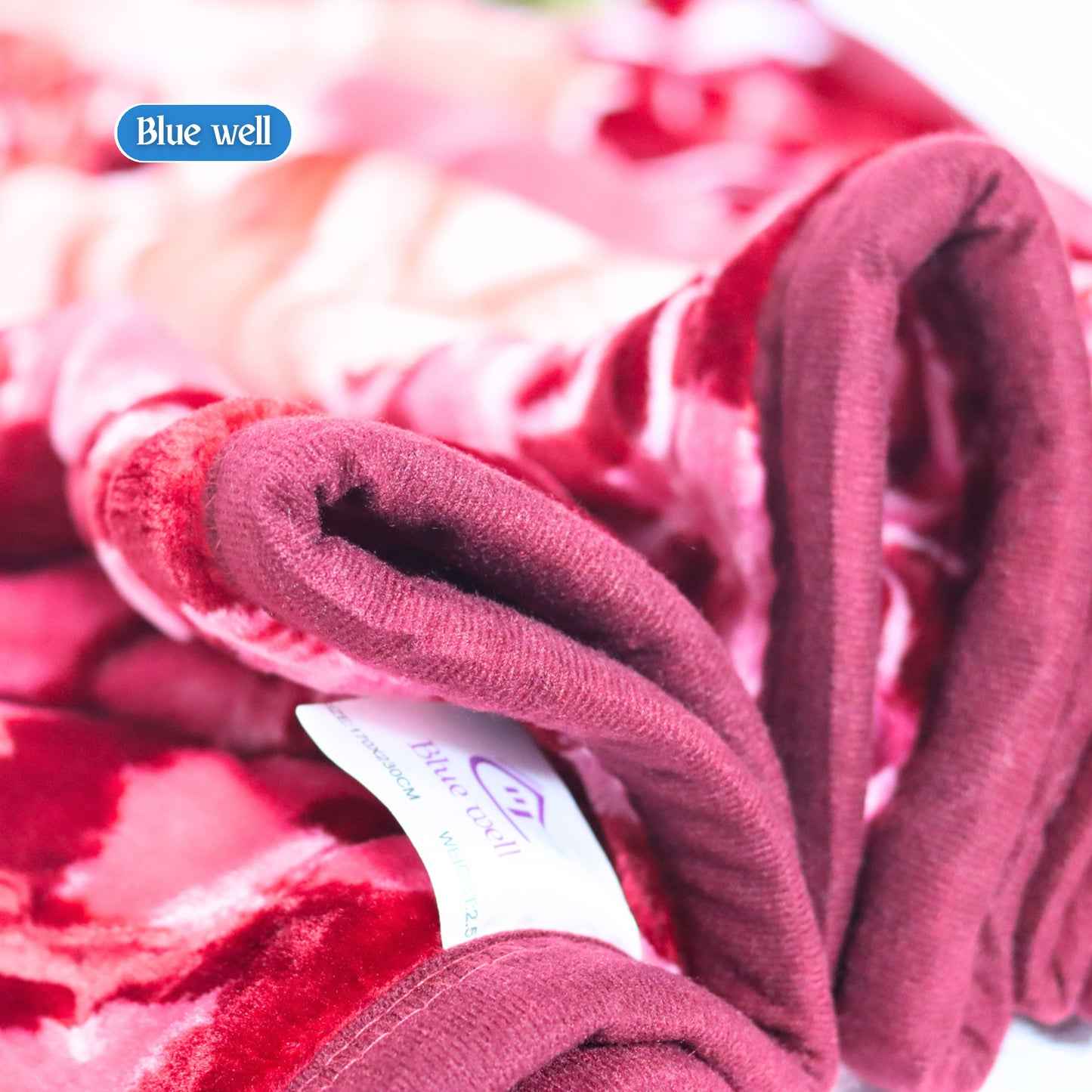 Al Basfoor Blue Well Blanket | 2.5 KG Lightweight | Red-Pink | 170x230cm