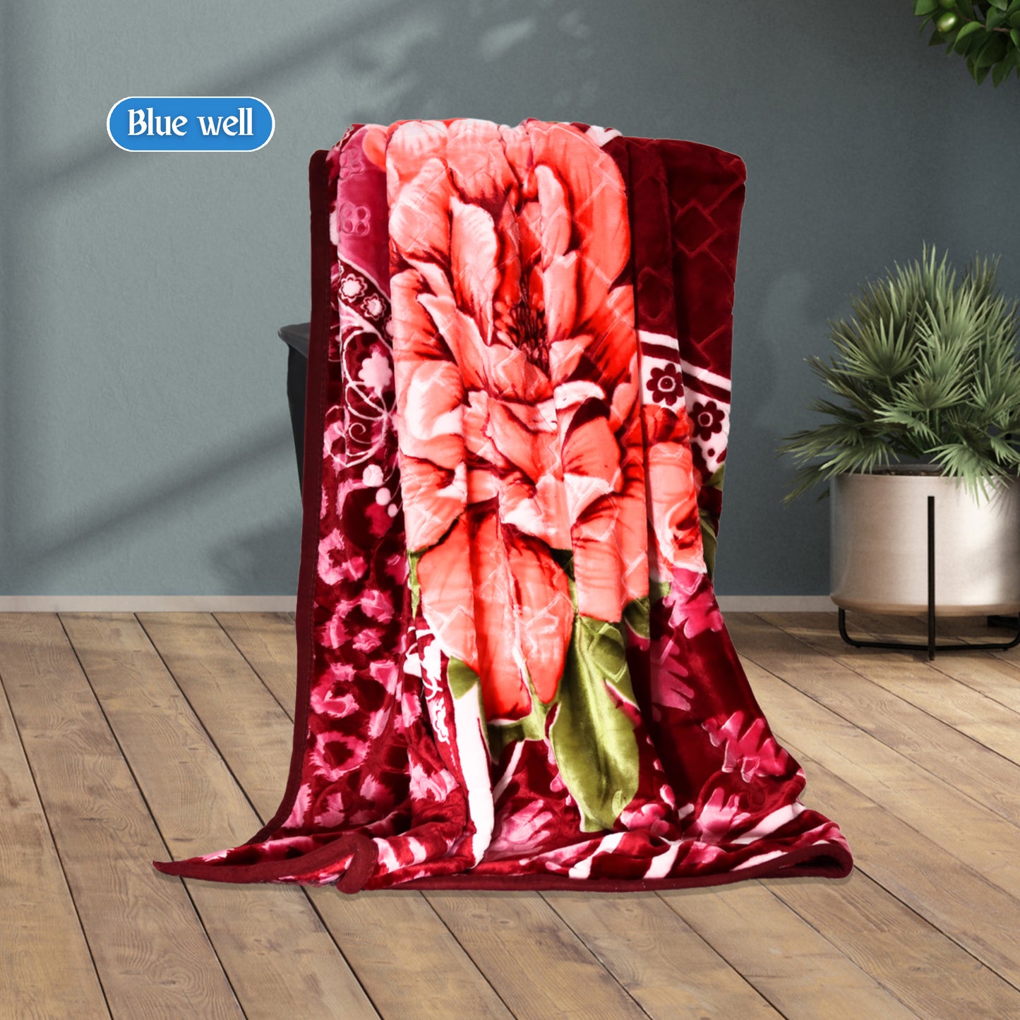 Al Basfoor Blue Well Blanket | 2.5 KG Lightweight | Red-Pink | 170x230cm