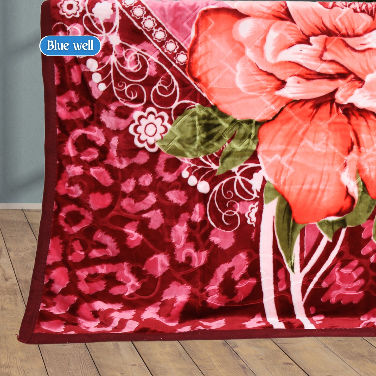 Al Basfoor Blue Well Blanket | 2.5 KG Lightweight | Red-Pink | 170x230cm