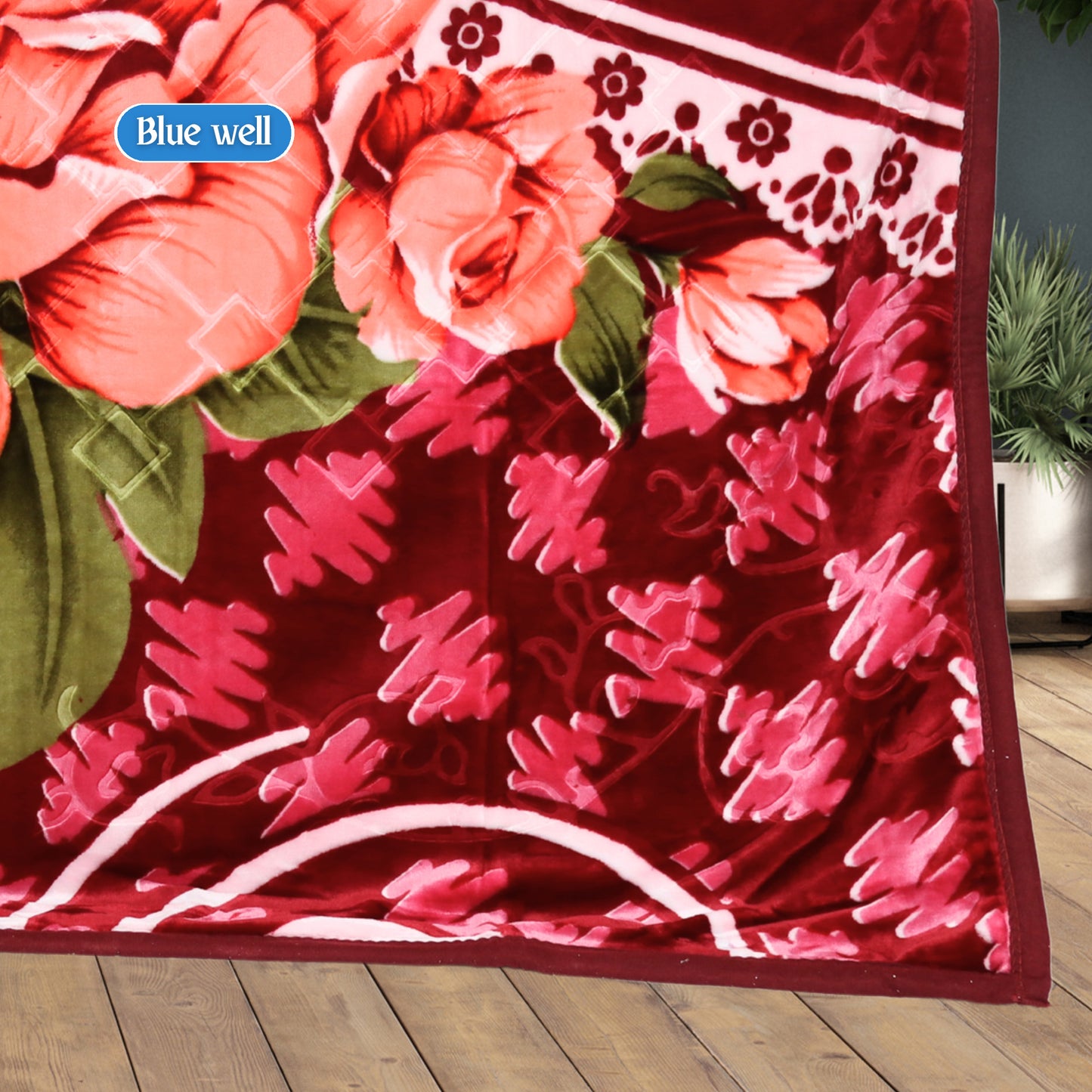 Al Basfoor Blue Well Blanket | 2.5 KG Lightweight | Red-Pink | 170x230cm