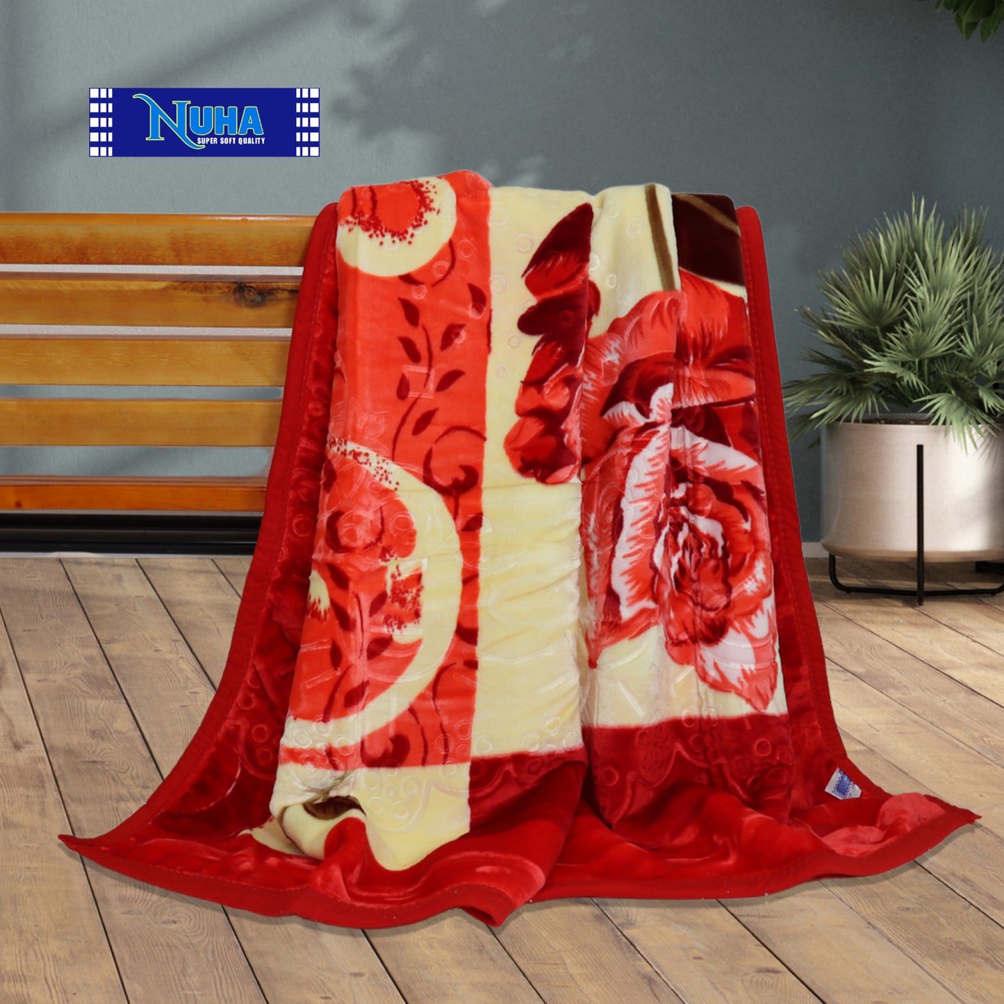 Nuha Single 2ply Multi-Red Blanket | 170 x 220 cm