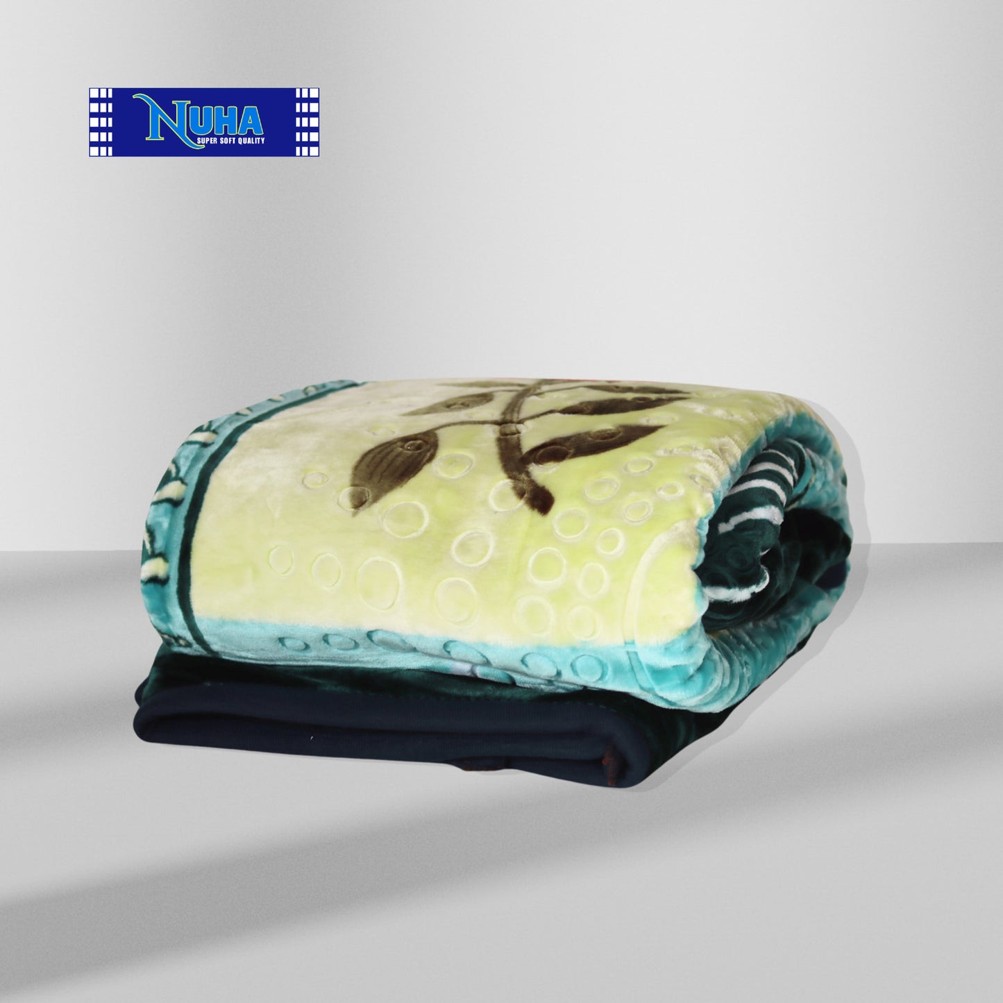 Nuha Premium Single 2ply Blanket Blue & Green | 170 x 220 cm |