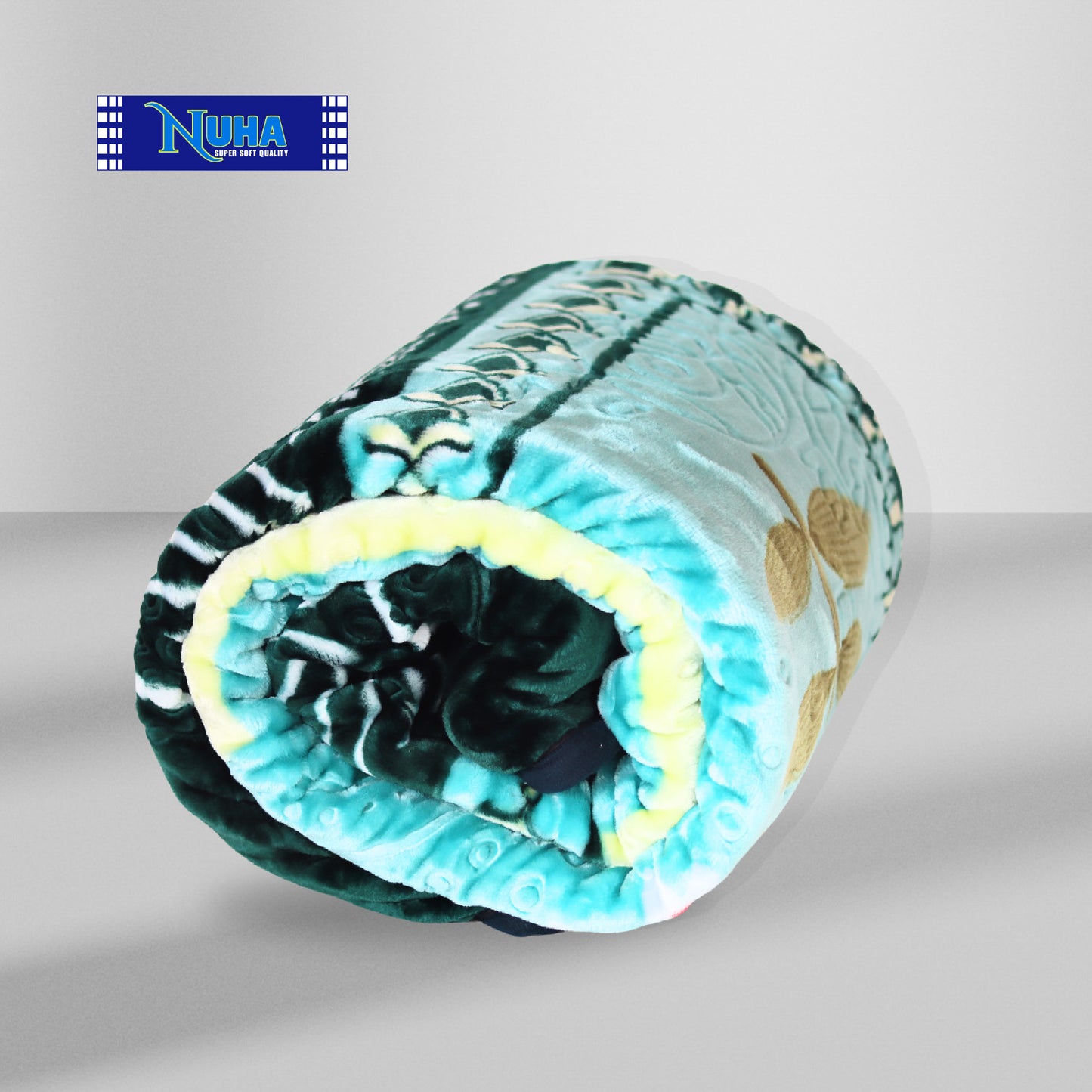 Nuha Premium Single 2ply Blanket Blue & Green | 170 x 220 cm |