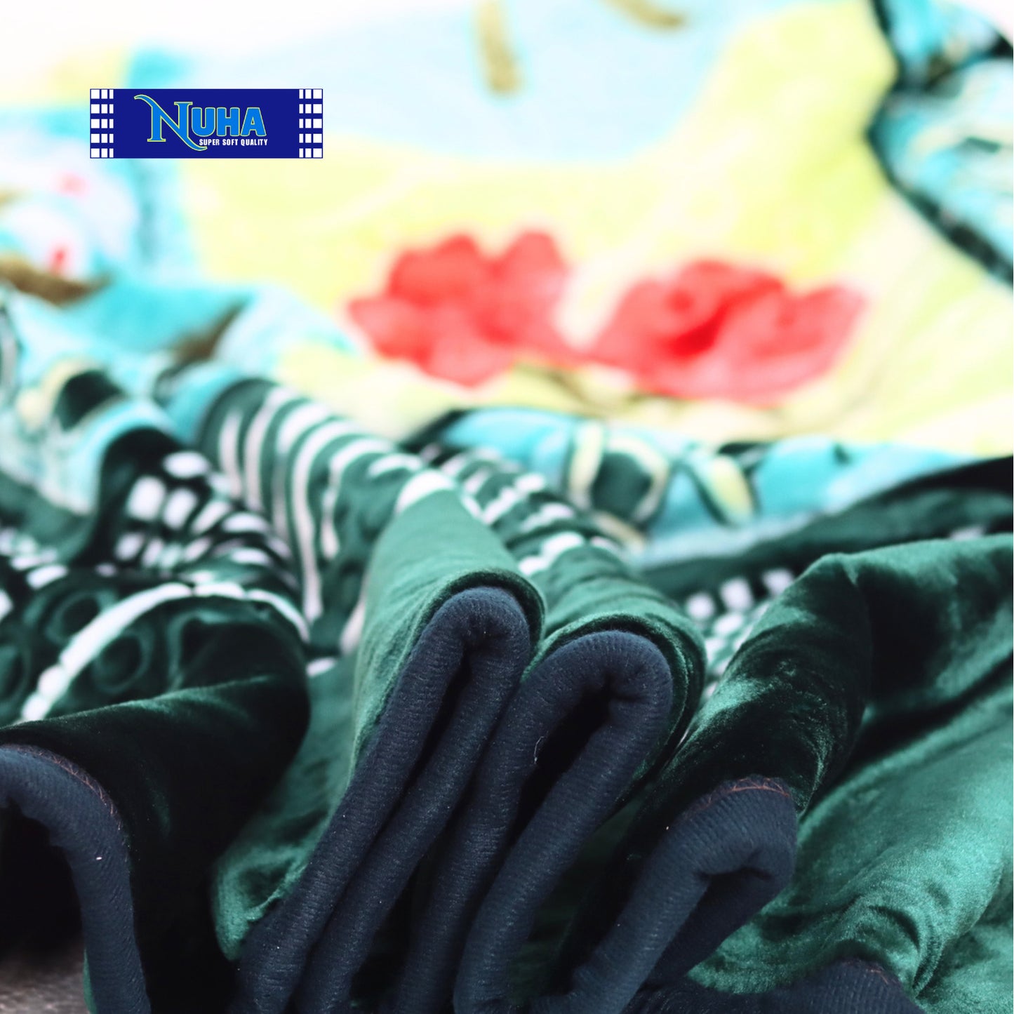 Nuha Premium Single 2ply Blanket Blue & Green | 170 x 220 cm |