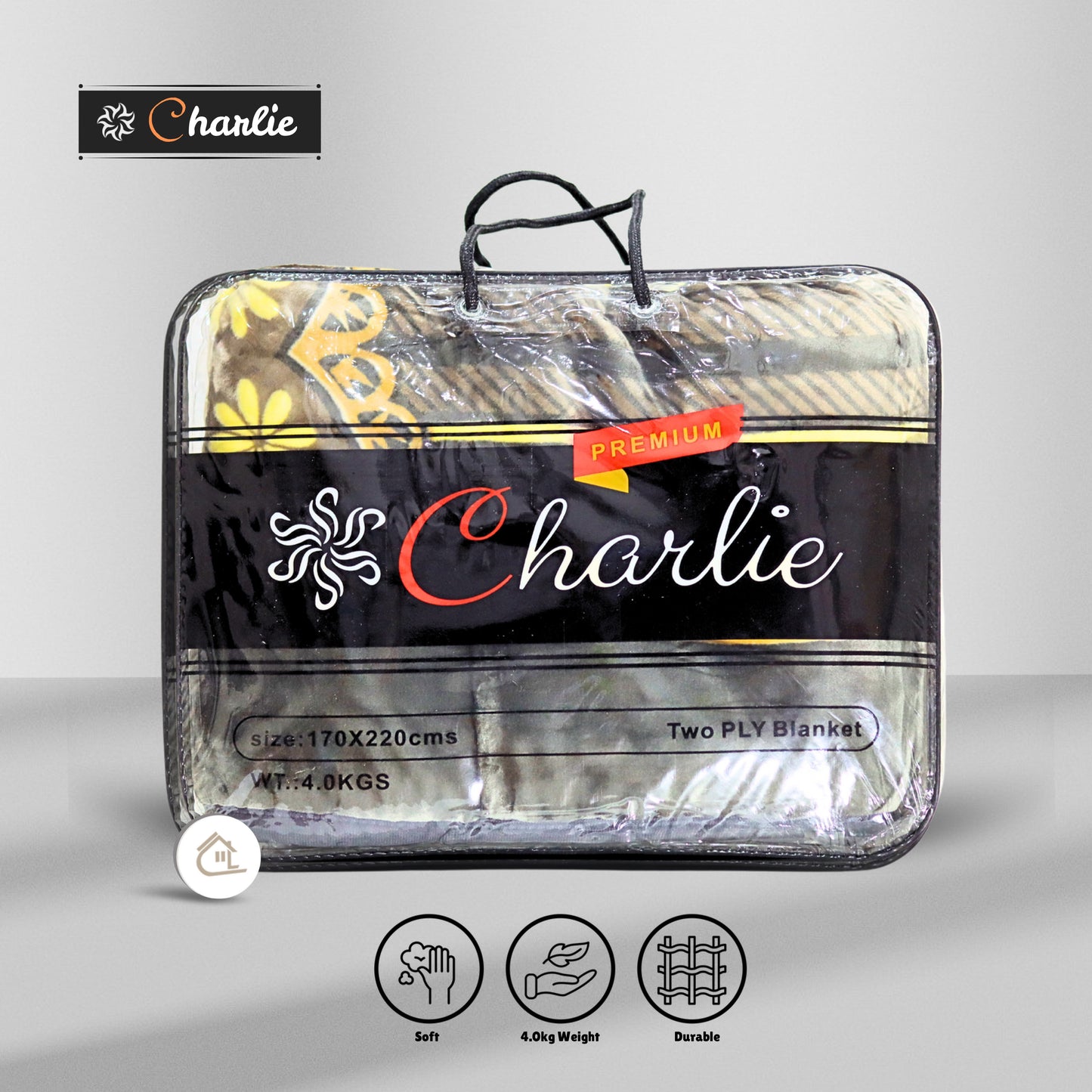 Al Basfoor Premium Charlie Two-Ply Blanket | Yellow-Black | Size 170 x 220 cm