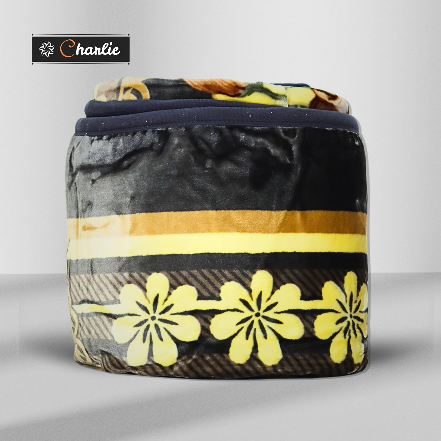 Al Basfoor Premium Charlie Two-Ply Blanket | Yellow-Black | Size 170 x 220 cm
