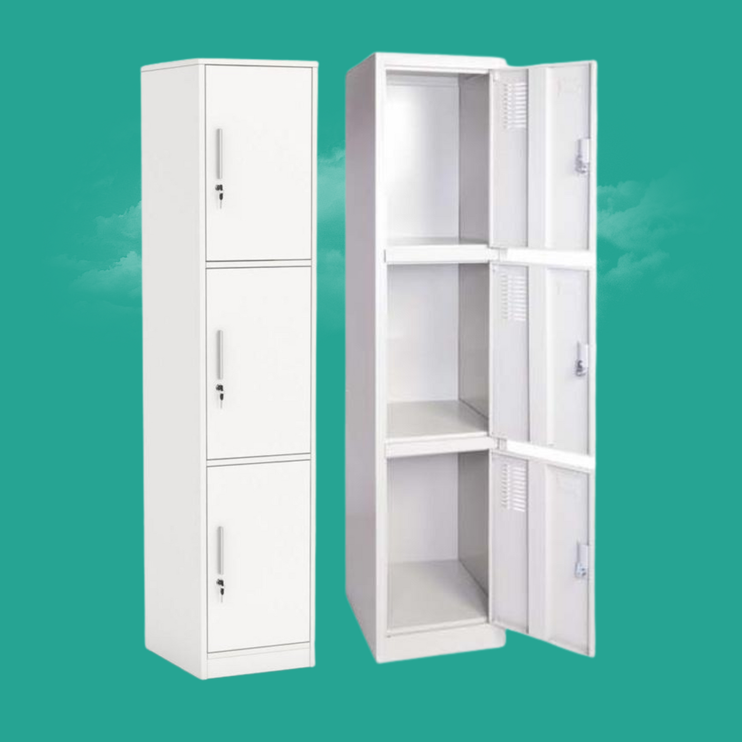 Three Door Steel Locker - French Grey