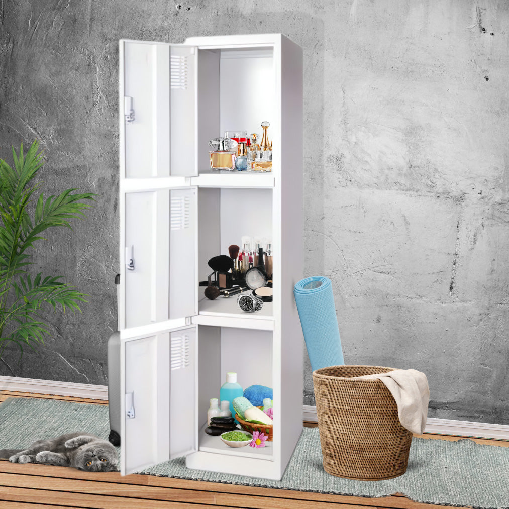 Three Door Steel Locker - French Grey