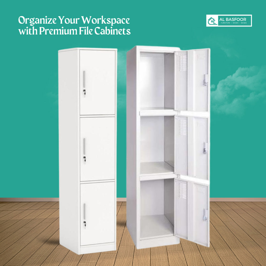 Three Door Steel Locker - French Grey
