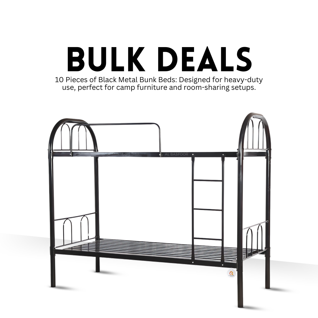 10pcs Black Wide Stripe Bunk Beds for Labor Camps and Shared Housing