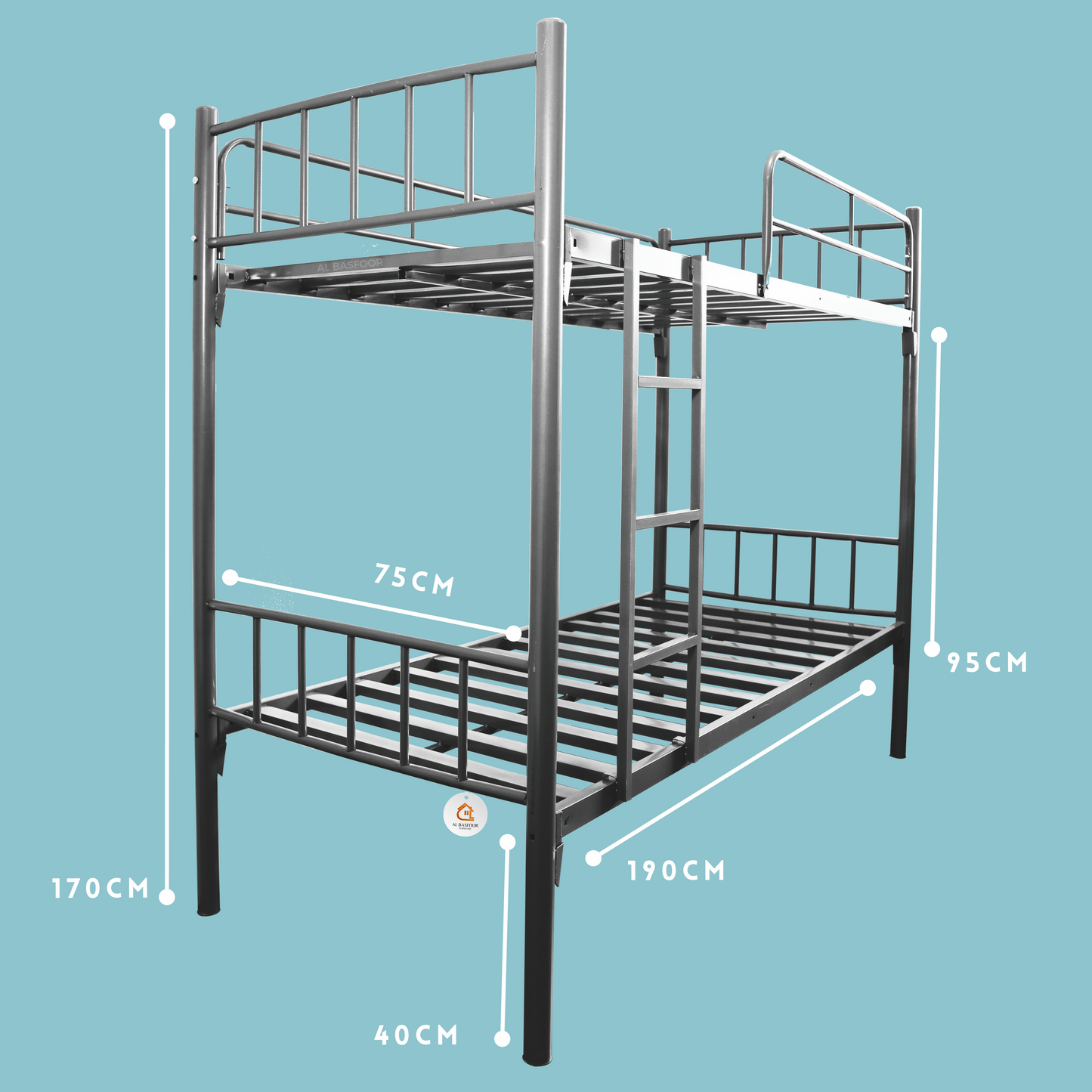 Heavy Duty H12 Silver Metal Bunk Bed Lite | 75 x 190 | 28 kg