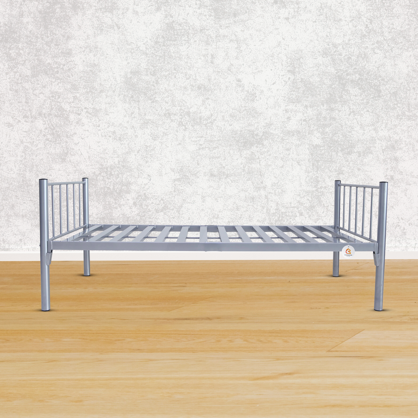 Silver Single Metal Bed -Round Pipe &-Rectangular Tube Design