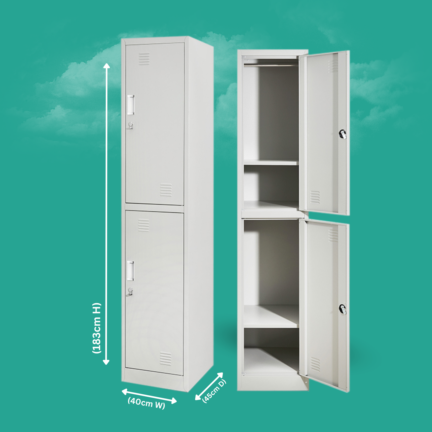 Double Door Steel Locker - French Grey