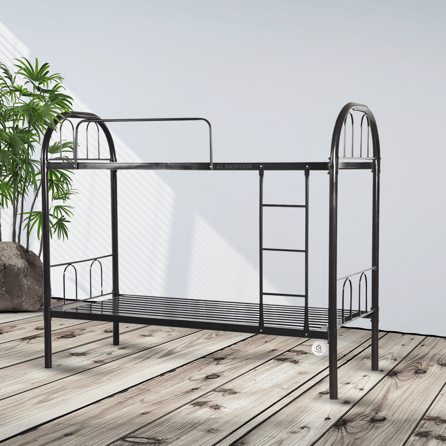Heavy Duty (HD) Black Metal Bunk Bed with Wide Strip | 90x190 |
