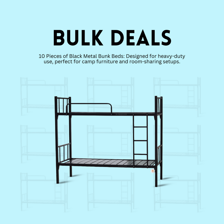 Bulk Deal: 10 Black Metal Bunk Beds for Labor Camps and Shared Housing