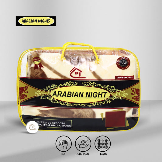 Arabian Night Cream Blanket Packaging – Premium Raschel Fabric, 4kg, 170x230 cm