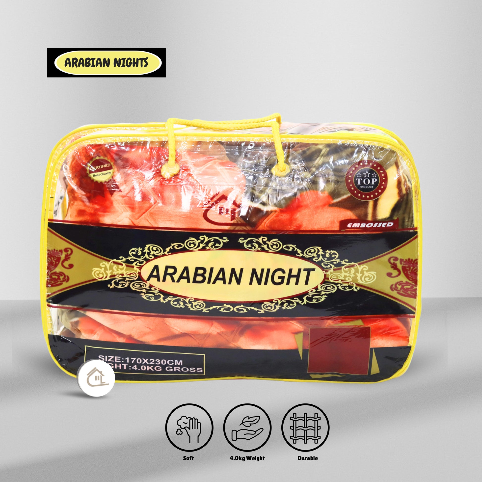 Arabian Night Red Blanket Packaging – 4kg Heavyweight, 170x230 cm