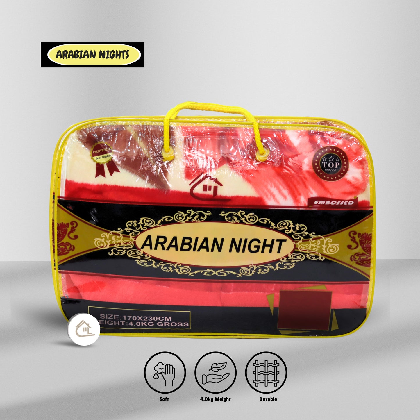 Arabian Night Red Blanket Packaging – Premium Raschel Fabric, 4kg, 170x230 cm