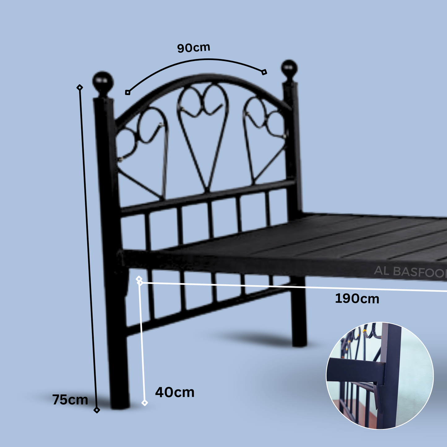 Heavy Single Metal Bed (Black)