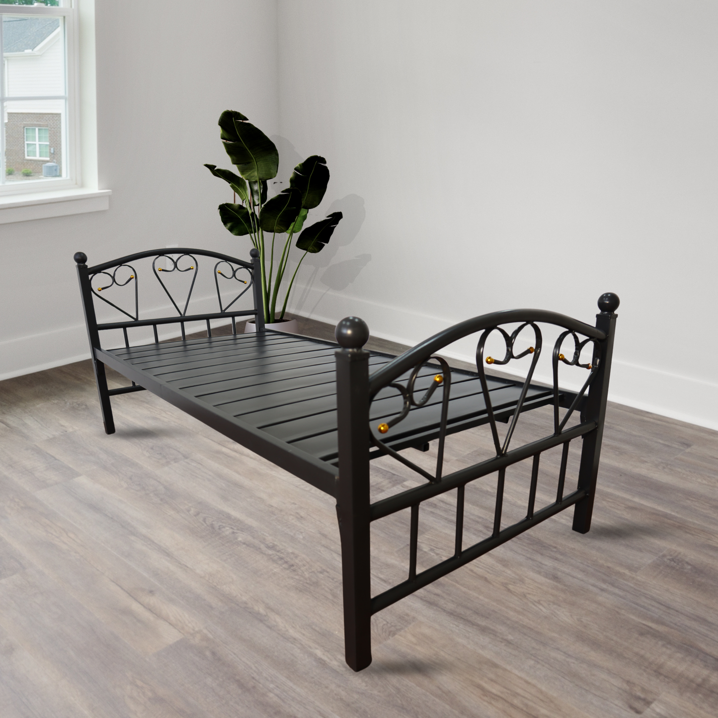 Heavy Single Metal Bed (Black)