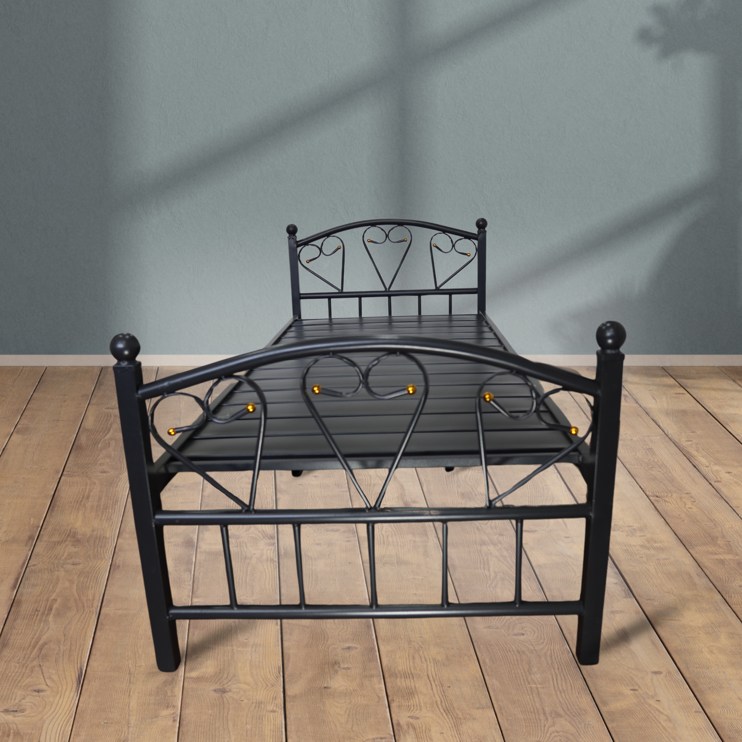 Heavy Single Metal Bed (Black)