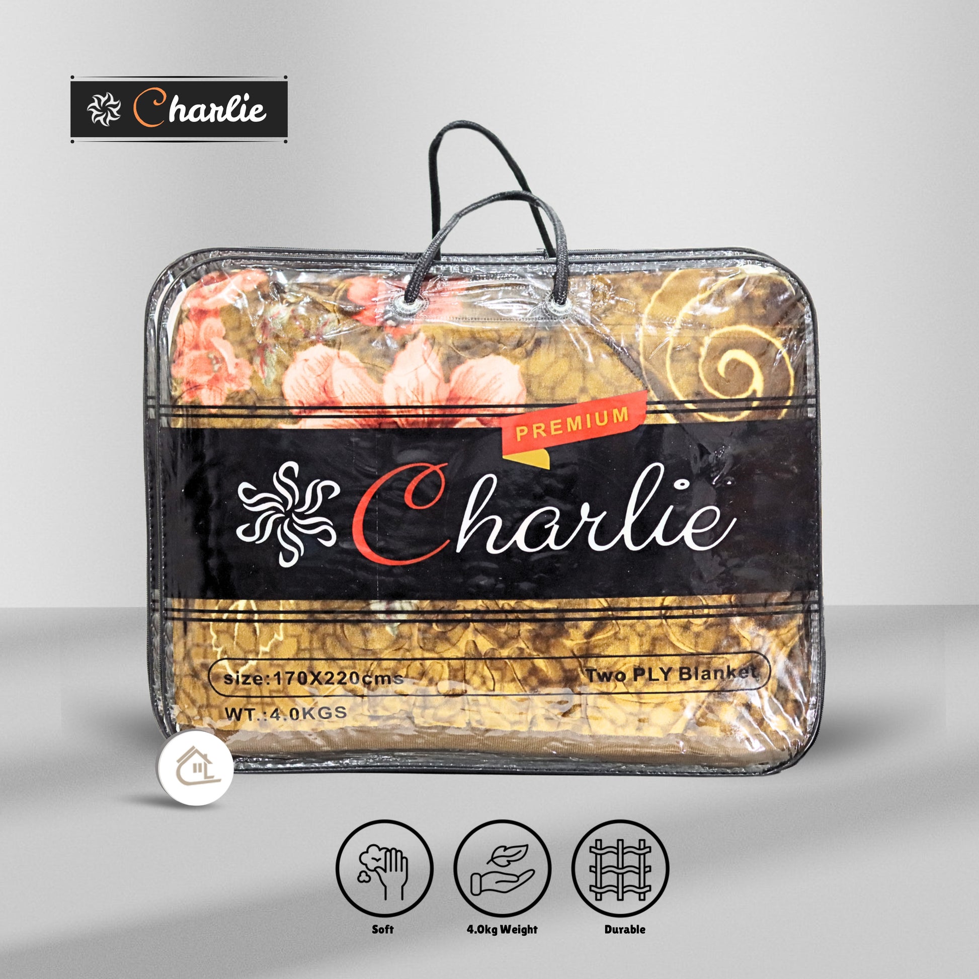 Charlie Premium Blanket Golden Floral in Packaging