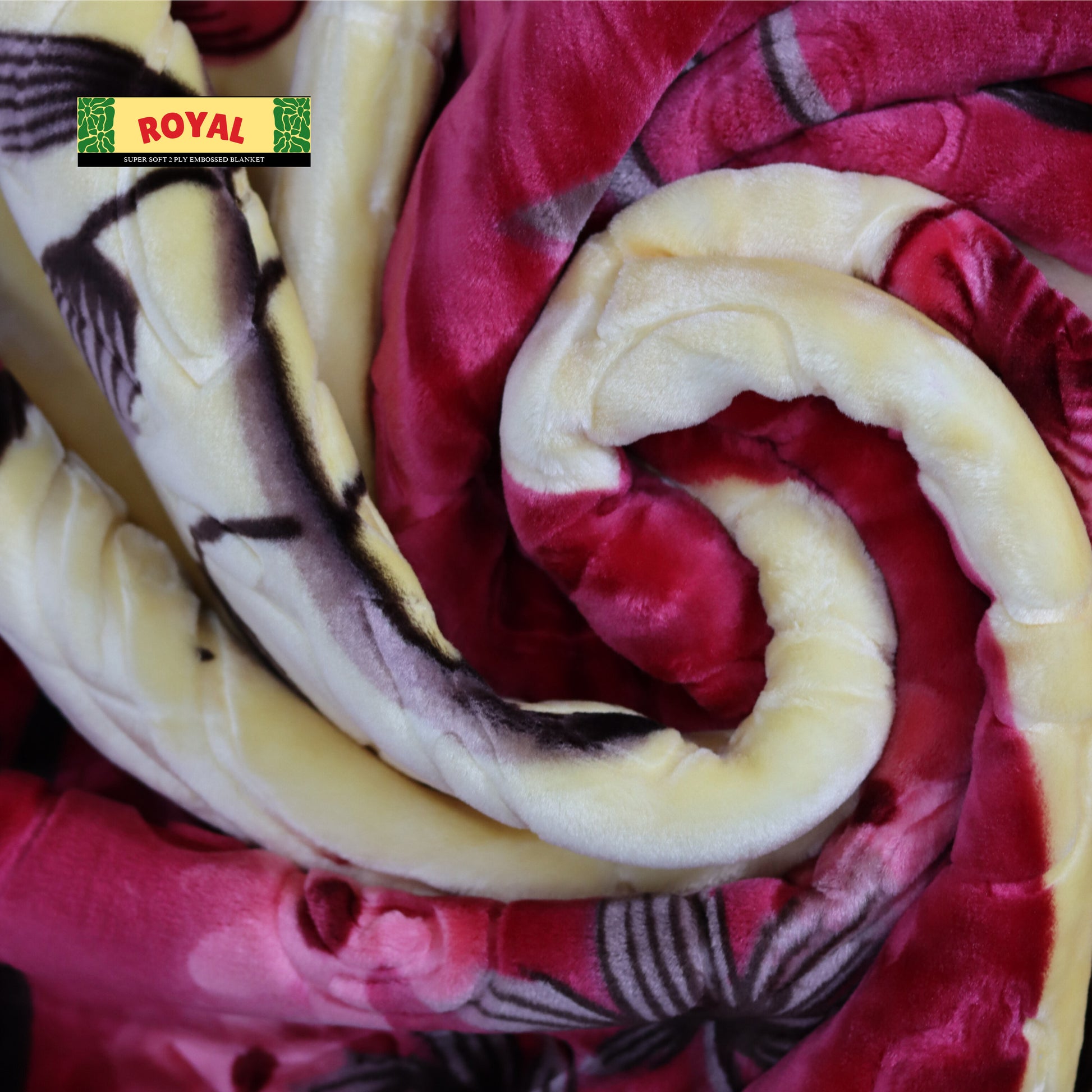 Embossed Red, Yellow & Cream Design Close-Up