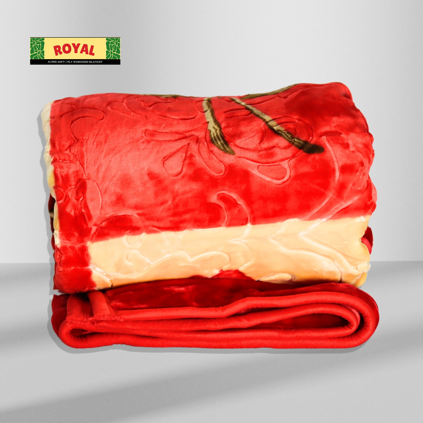 Red Floral Silk Blanket Folded View – Luxurious Comfort