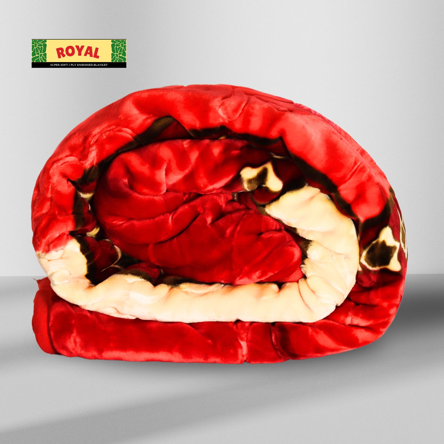 Red Floral Silk Blanket Rolled View – Luxurious Comfort