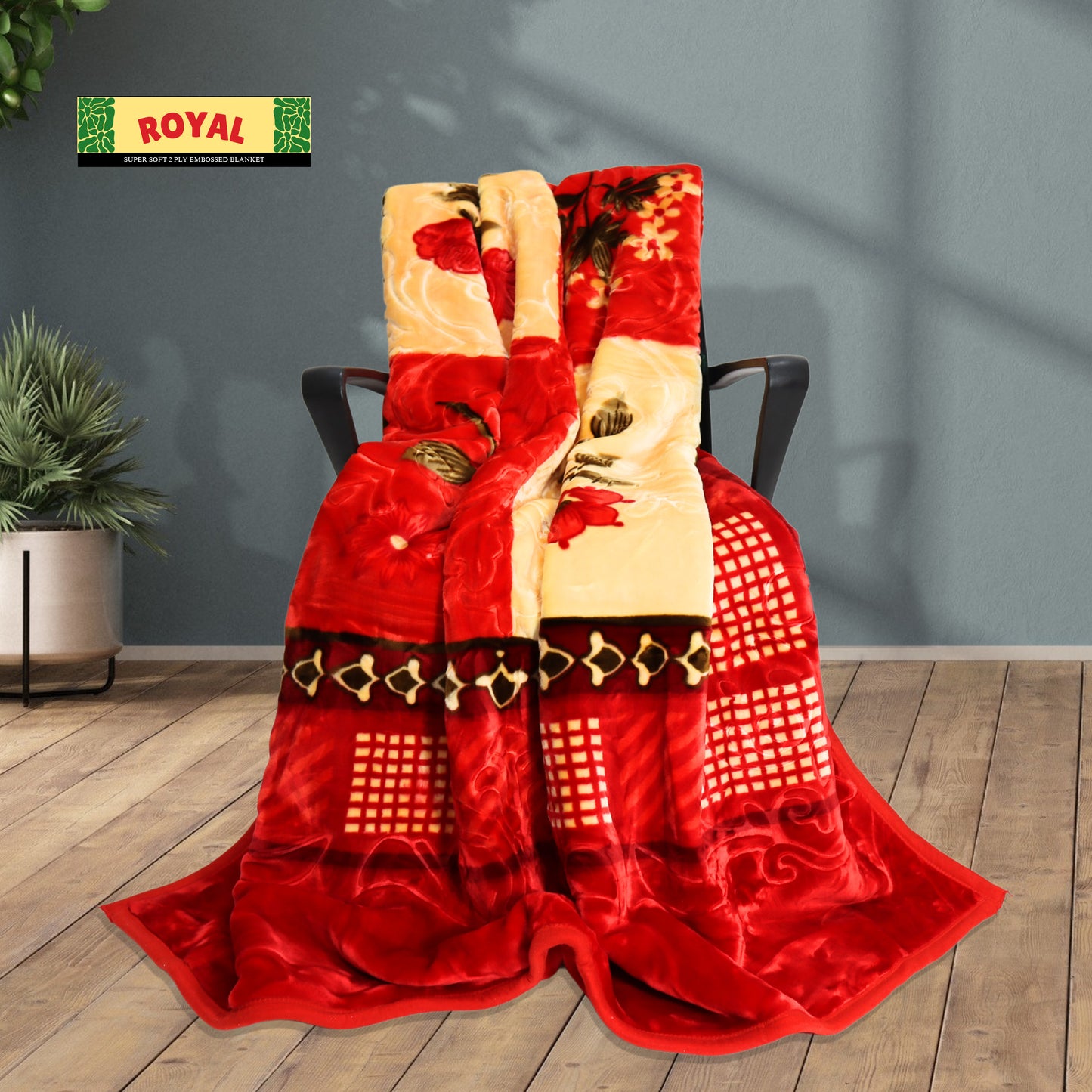 Vibrant Red Silk Blanket Draped on Chair – Stylish Decor