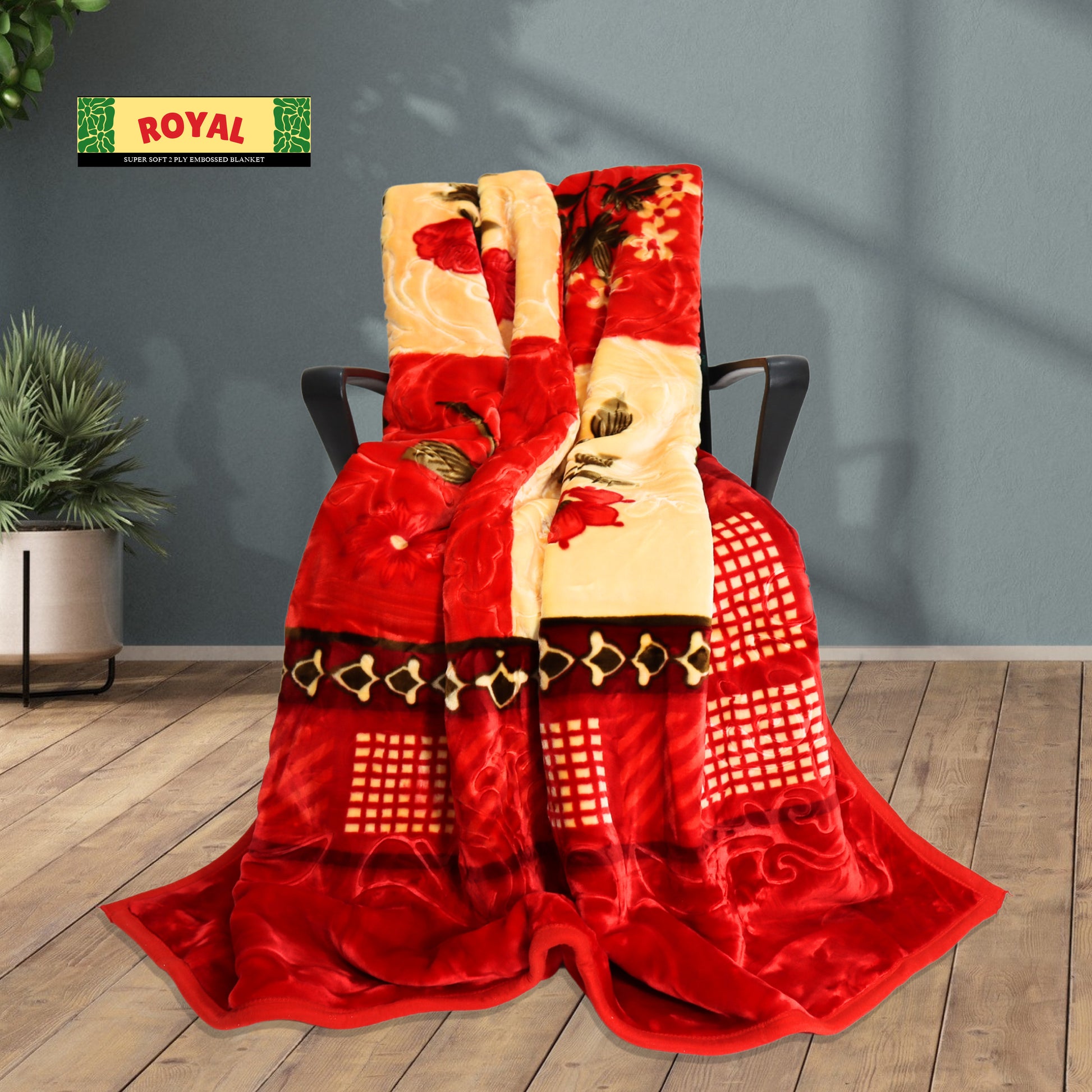 Vibrant Red Silk Blanket Draped on Chair – Stylish Decor