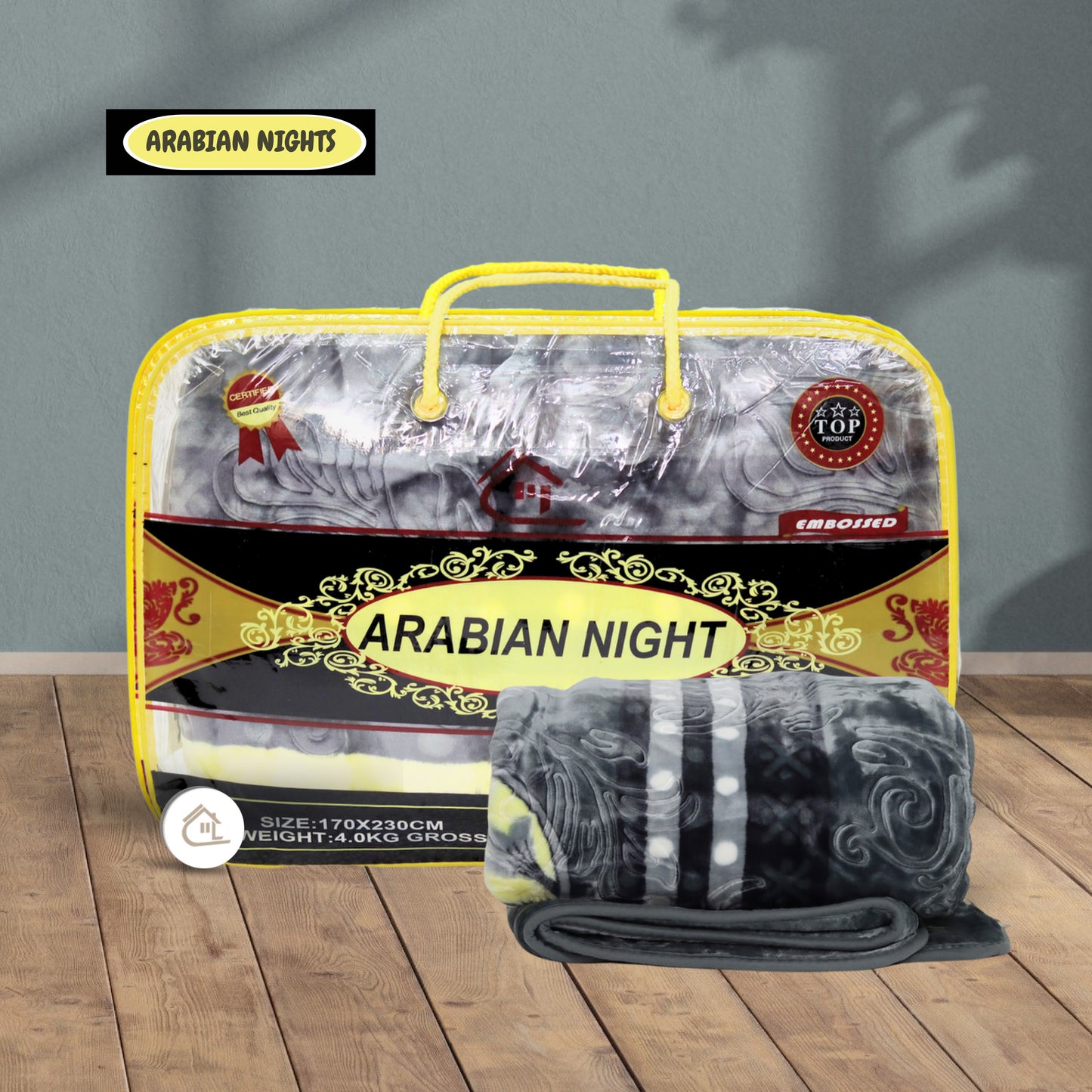 Al Basfoor Arabian Night Blanket| Grey-Cream | – 170x230 cm