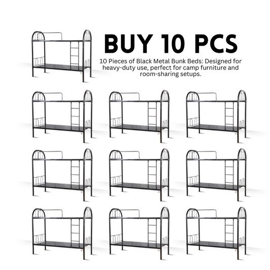 10pcs Black Wide Stripe Bunk Beds for Labor Camps and Shared Housing