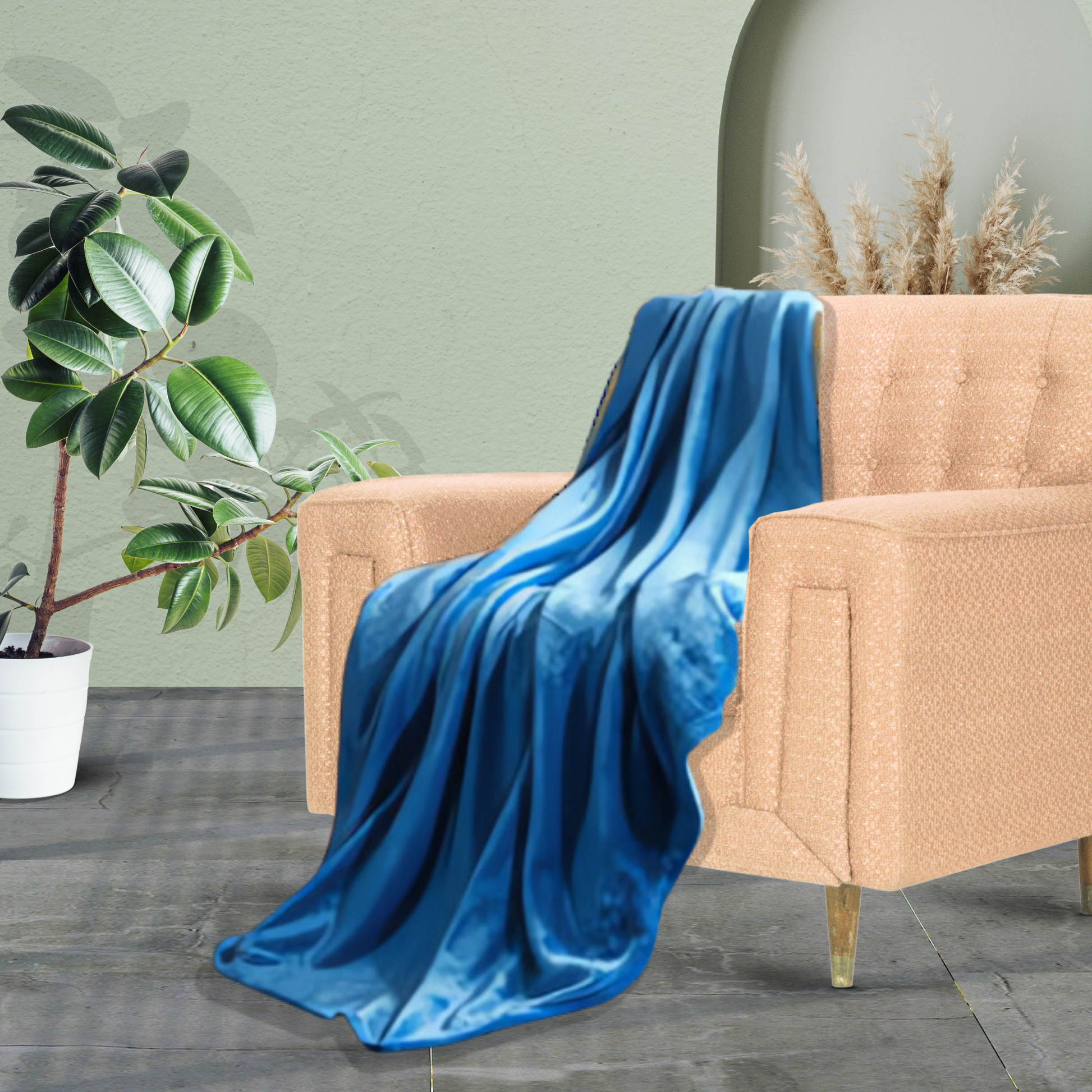 Winter Plus Blanket Dropped on Sofa – Ultra-soft Sky Blue Design