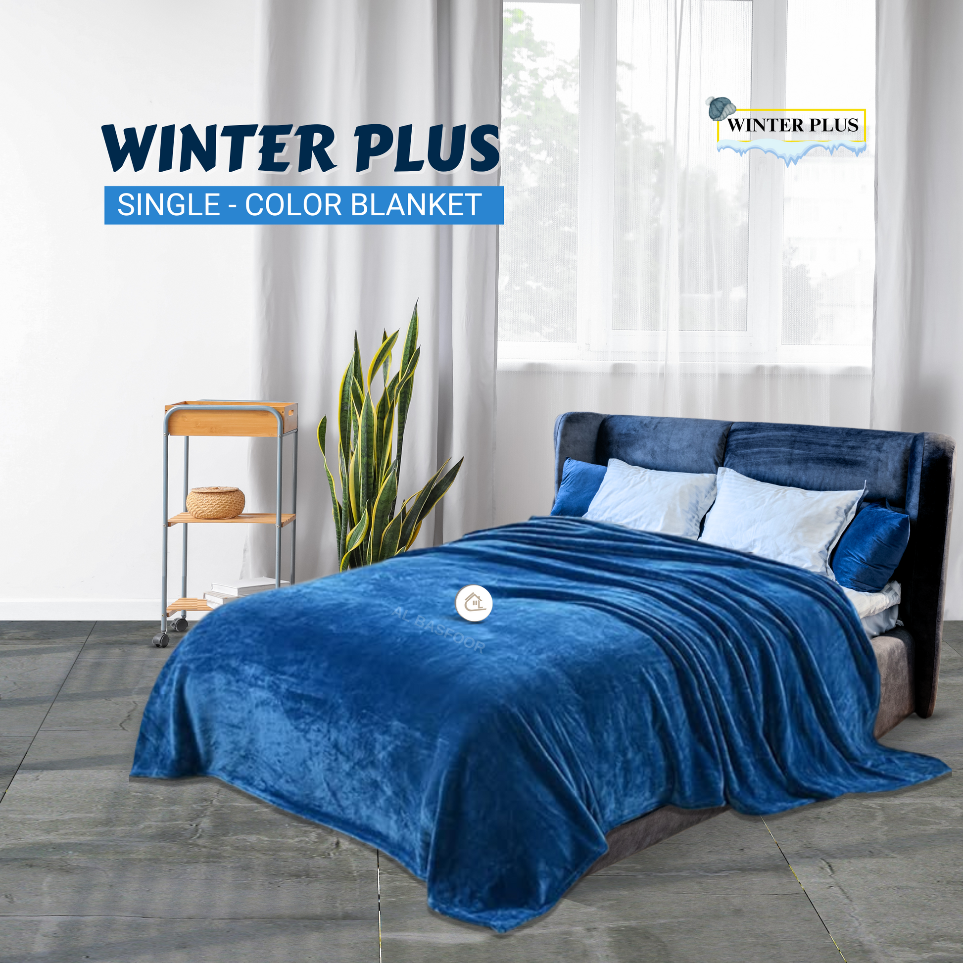 Winter Plus Blanket Dropped on Bed – Ultra-soft Sky Blue Design